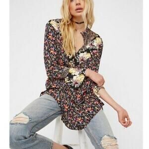 FREE PEOPLE Wildflower Fields Floral Tunic Top XS